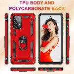 Wholesale Tech Armor Ring Stand Grip Case with Metal Plate for Samsung Galaxy A72 5G (Red)